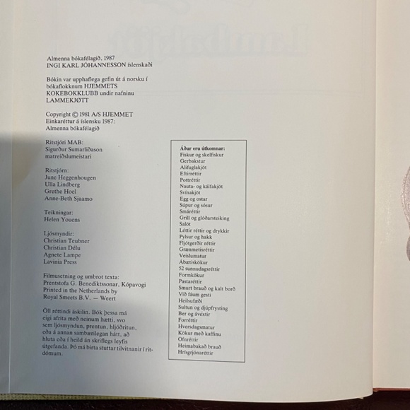 Icelandic language Recipe book / Lambakjöt - Lambmeat - Picture 4 of 5